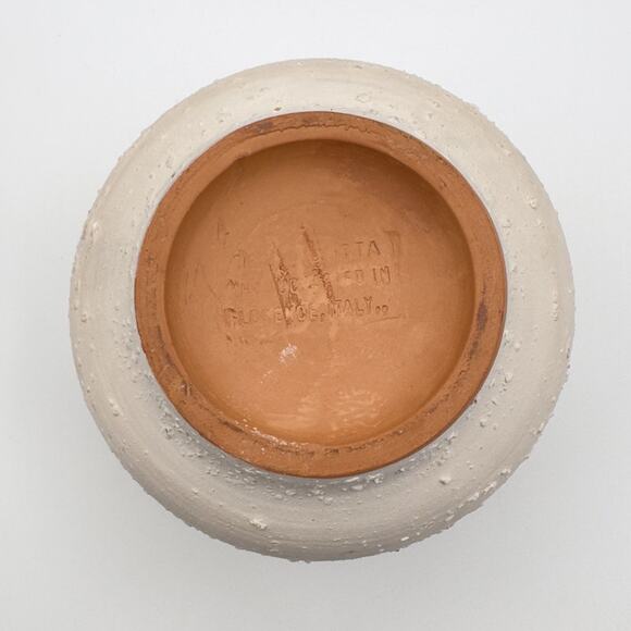 Florence Italy Vintage Mod White Footed Planter Flower Pot Contrasting Finish - Picture 9 of 13